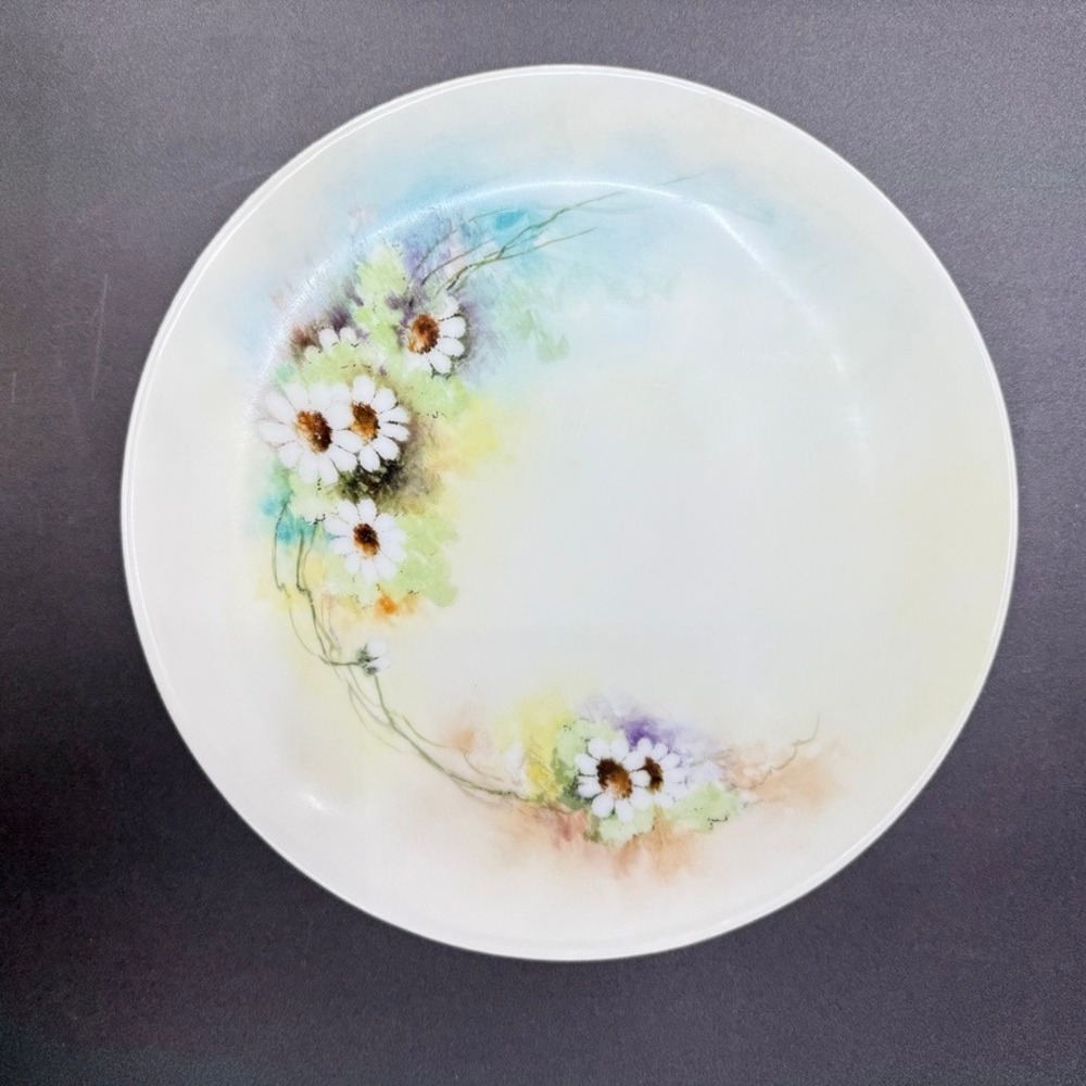 Antique Thomas Bavaria Sevres Porcelain Plate Daisy Floral Hand‎ Painted Vintage